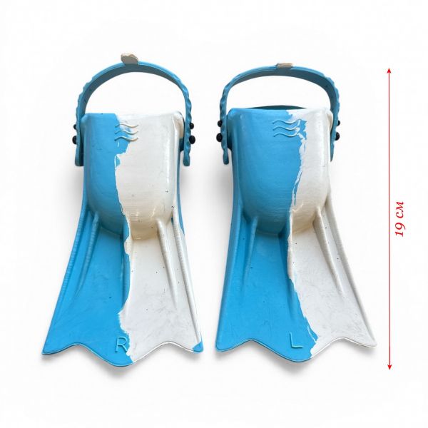 Ласты детские для бассейна с открытой пяткой - Размер 16,5-22,5 (100-140 мм) - Бело/голубые