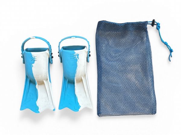 Ласты детские для бассейна с открытой пяткой - Размер 16,5-22,5 (100-140 мм) - Бело/голубые