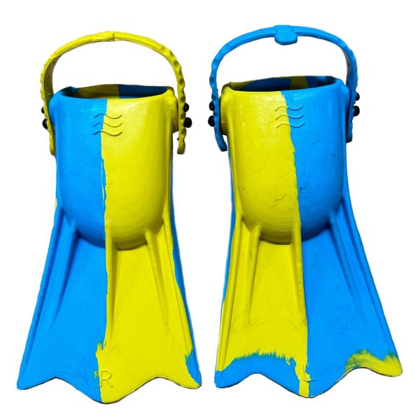 Ласти дитячі для басейну з відкритою п'ятою - Розмір 16,5-22,5 (100-140 мм) - Жовто/блакитні