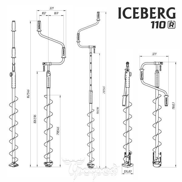 Льодобур Барнаульський ICEBERG-SIBERIA 110R - 1600 v2.0 (праве обертання)