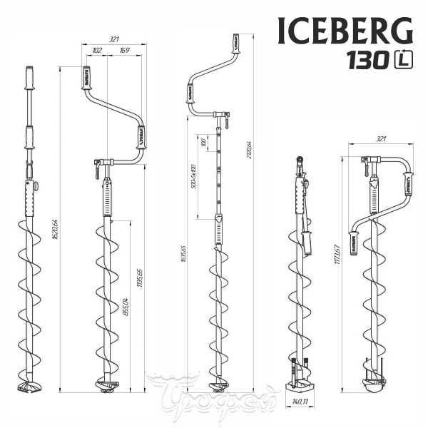 Льодобур Барнаульський ICEBERG-SIBERIA 130L - 1600 v2.0 (ліве обертання)