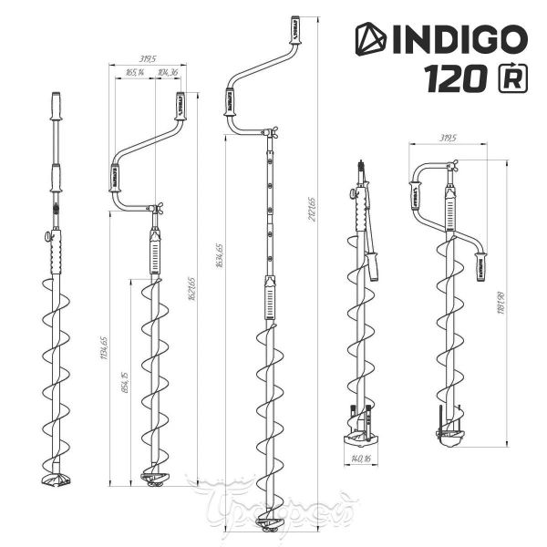 Ледобур Барнаульский INDIGO 120(R)-1600 v3.0 (правое вращение)