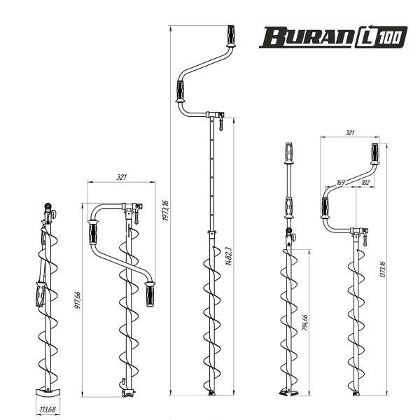 Ледобур Тонар BURAN 100L (левое вращение, цельнотянутый шнек)