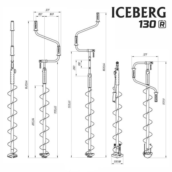 Ледобур Барнаульский ICEBERG-EURO 130R - 1300 v3.0 (правое вращение)