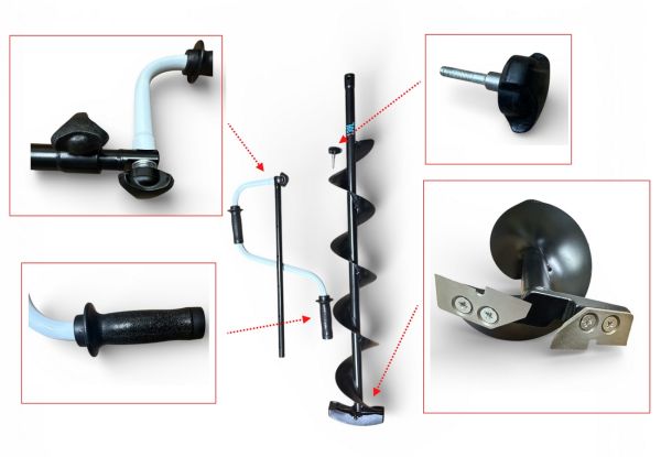 Льодобур харківський телескопічний 130 мм - Ліве обертання