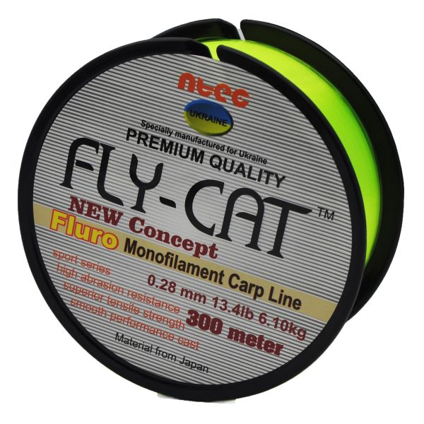 Леска NTEC Fly Cat Monofilament Carp Line - Fluro Yellow - 300 м