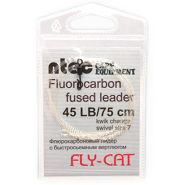 Лидкор Ntec Fly Cat флюорокарбоновый с быстросъемным вертлюгом - 75 см - 45lb