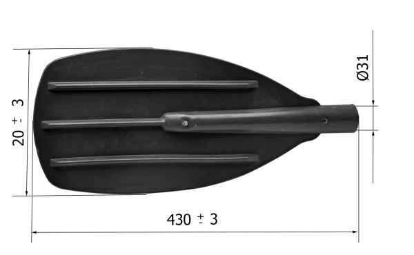 Лопасть весла для човна - 43x20 см - Пластик - 1 шт.