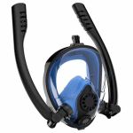 Маска для плавання - Повнолицьова - На 2 трубки - Синя
