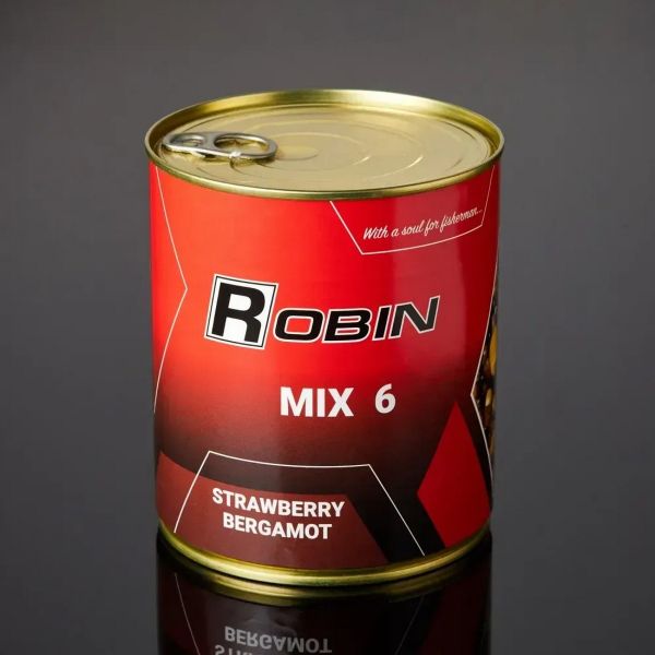 Прикормка MIX-6 зерен Robin - Клубника-Бергамот - ж/б 900 мл