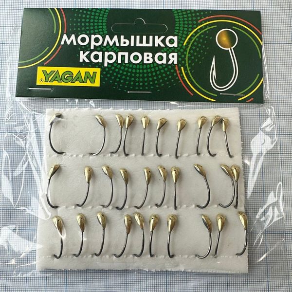 Мормишка корпова для літнього кивка - YAGAN - №13 - Крапля (обратка) - 0,7 г - Ø5 мм - Гачок Kumho №13 - Золото