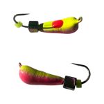 Мормишка Вольфрамова "Латишка" Грушка - З кубиком хамелеон - Ø3,3 мм - 0,7 г - Червоно-жовтий - Латвія