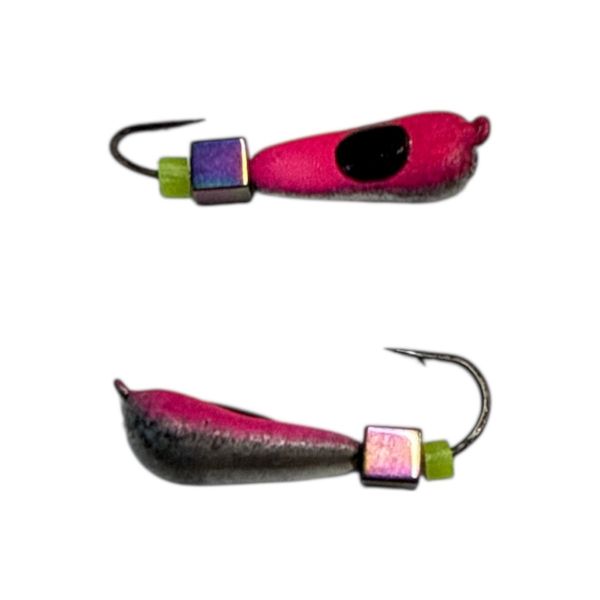 Мормышка Вольфрамовая "Латышка" Грушка - С кубиком хамелеон - Ø3,3 мм - 0,7 г - Серебро-красный - Латвия