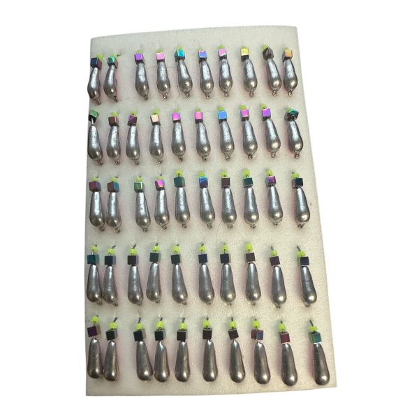 Мормышка Вольфрамовая "Латышка" Грушка - С кубиком хамелеон - Ø3,3 мм - 0,7 г - Серебро-красный - Латвия