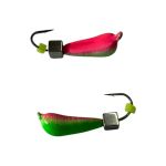 Мормишка Вольфрамова "Латишка" Грушка - З кубиком срібло - Ø3,3 мм - 0,7 г - Зелено-червоний - Латвія