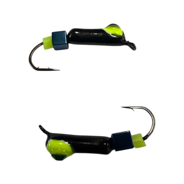 Мормишка Вольфрамова "Латишка" Гвоздик - Котяче око з кубиком блакитний - Ø2,2 мм - 0,5 г - Чорний - Латвія