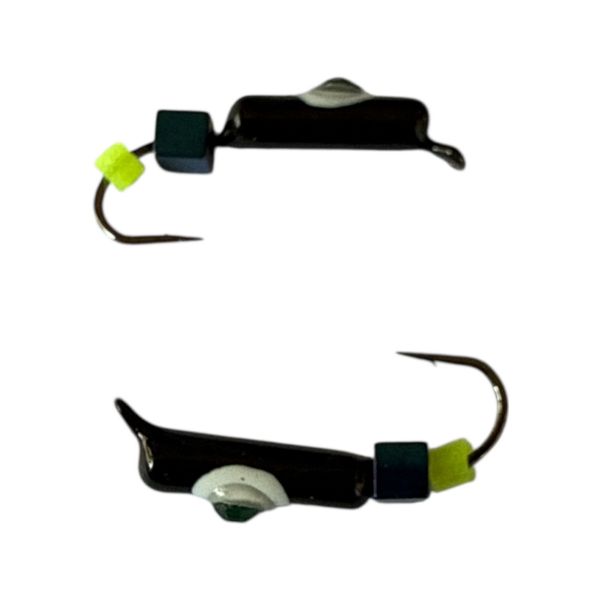 Мормишка Вольфрамова "Латишка" Гвоздик - Котяче око з кубиком блакитний - Ø2,1 мм - 0,5 г - Чорний - Латвія