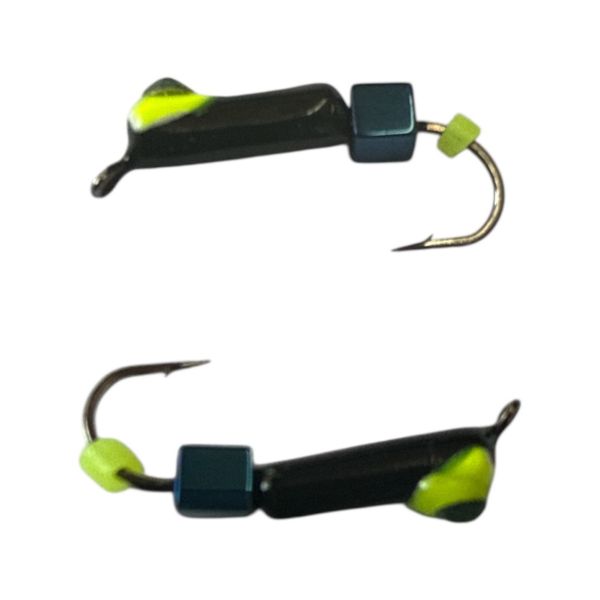 Мормишка Вольфрамова "Латишка" Гвоздик - Котяче око з кубиком блакитний - Ø3,5 мм - 0,5 г - Чорний - Латвія