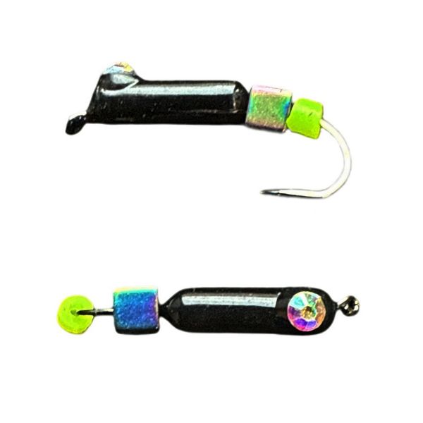 Мормишка Вольфрамова "Латишка" Гвоздик - Котяче око з кубиком хамелеон - Ø2,2 мм - 0,5 г - Чорний - Латвія