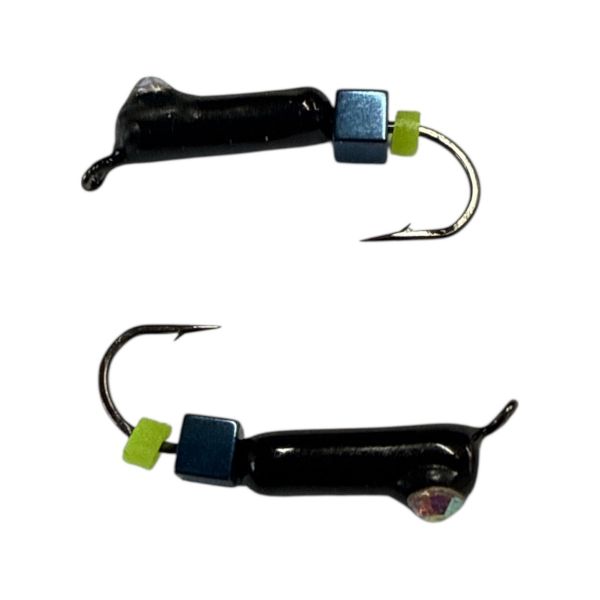 Мормишка Вольфрамова "Латишка" Гвоздик - Котяче око з кубиком хамелеон - Ø2,2 мм - 0,5 г - Чорний - Латвія