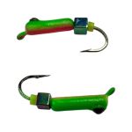 Мормишка Вольфрамова "Латишка" Гвоздик - Котяче око з кубиком хамелеон - Ø2,1 мм - 0,5 г - Зелено-червоне - Латвія