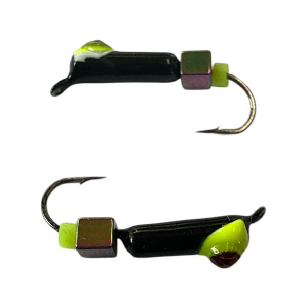 Мормишка Вольфрамова "Латишка" Гвоздик - Котяче око з кубиком хамелеон - Ø2,2 мм - 0,5 г - Чорний - Латвія