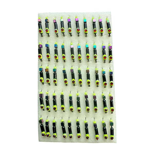 Мормишка Вольфрамова "Латишка" Гвоздик - Котяче око з кубиком хамелеон - Ø2,2 мм - 0,5 г - Чорний - Латвія