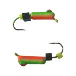 Мормишка Вольфрамова "Латишка" Гвоздик - Котяче око з кубиком блакитний - Ø2,2 мм - 0,5 г - Зелено-червоне - Латвія