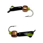 Мормишка Вольфрамова "Латишка" Гвоздик - Котяче око з кубиком мідь - Ø2,3 мм - 0,5 г - Чорне - Латвія