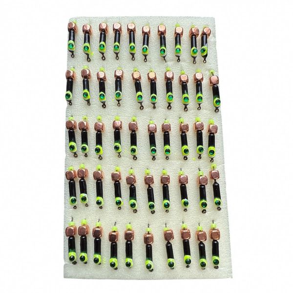 Мормишка Вольфрамова "Латишка" Гвоздик - Котяче око з кубиком мідь - Ø2,3 мм - 0,5 г - Чорне - Латвія