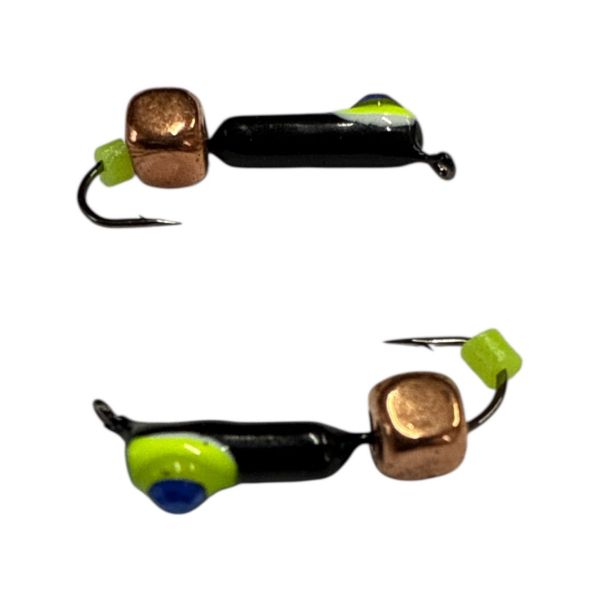 Мормишка Вольфрамова "Латишка" Гвоздик - Котяче око з кубиком мідь - Ø2,2 мм - 0,5 г - Чорний - Латвія