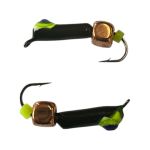 Мормишка Вольфрамова "Латишка" Гвоздик - Котяче око з кубиком мідь - Ø2,2 мм - 0,5 г - Чорно-Зелений - Латвія