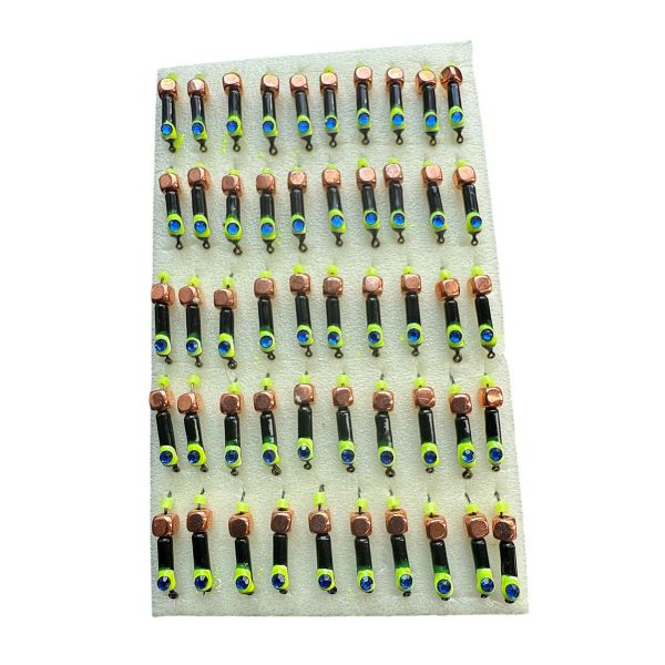 Мормишка Вольфрамова "Латишка" Гвоздик - Котяче око з кубиком мідь - Ø2,2 мм - 0,5 г - Чорно-Зелений - Латвія