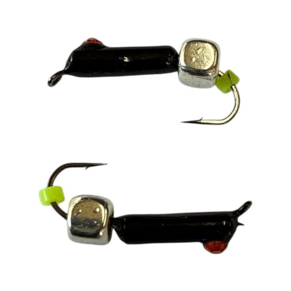 Мормишка Вольфрамова "Латишка" Гвоздик - Котяче око з кубиком срібло - Ø2,2 мм - 0,5 г - Чорний - Латвія