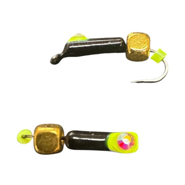 Мормишка Вольфрамова "Латишка" Гвоздик - Котяче око з кубиком золото - Ø2,2 мм - 0,5 г - Чорно-жовтий - Латвія