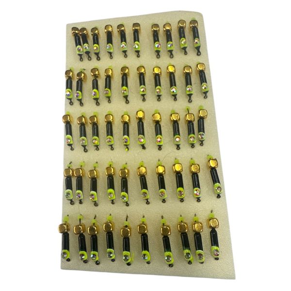 Мормишка Вольфрамова "Латишка" Гвоздик - Котяче око з кубиком золото - Ø2,2 мм - 0,5 г - Чорно-жовтий - Латвія