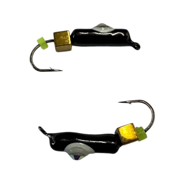 Мормишка Вольфрамова "Латишка" Гвоздик - Котяче око з кубиком золото - Ø2,2 мм - 0,5 г - Чорне - Латвія