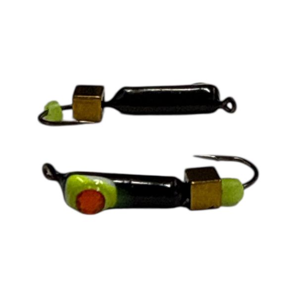 Мормишка Вольфрамова "Латишка" Гвоздик - Котяче око з кубиком золото - Ø2,3 мм - 0,5 г - Чорне - Латвія