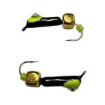 Мормишка Вольфрамова "Латишка" Гвоздик - Котяче око з кубиком золото - Ø2,2 мм - 0,5 г - Чорно-Зелений - Латвія