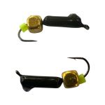 Мормишка Вольфрамова "Латишка" Гвоздик - Котяче око з кубиком золото - Ø2,1 мм - 0,5 г - Чорний - Латвія