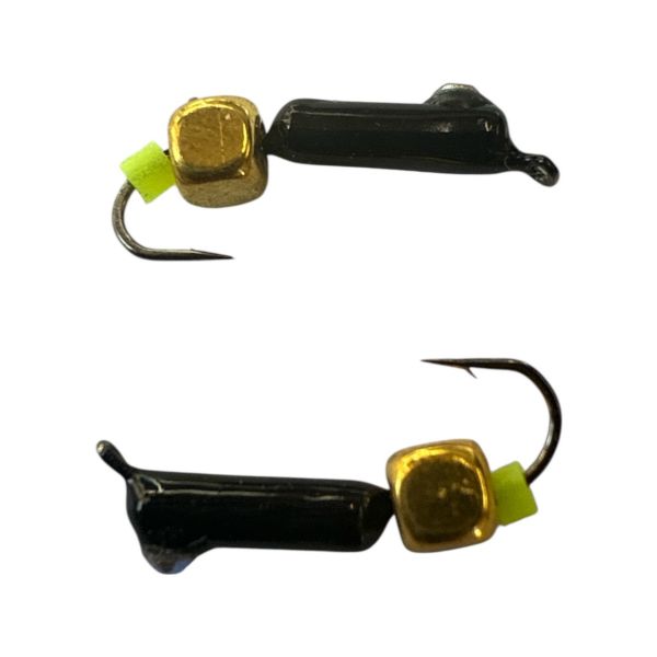 Мормишка Вольфрамова "Латишка" Гвоздик - Котяче око з кубиком золото - Ø2,1 мм - 0,5 г - Чорний - Латвія