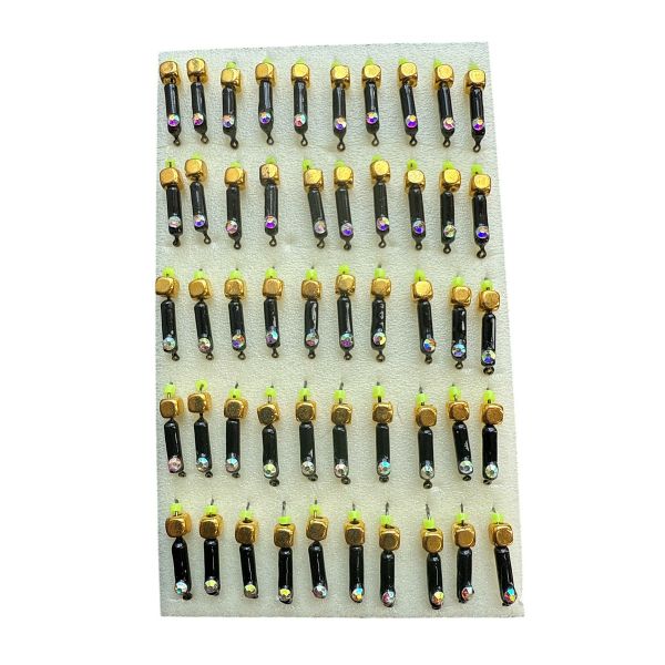 Мормишка Вольфрамова "Латишка" Гвоздик - Котяче око з кубиком золото - Ø2,1 мм - 0,5 г - Чорний - Латвія