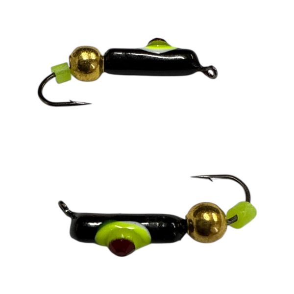 Мормишка Вольфрамова "Латишка" Гвоздик - Котяче око з кулькою золото - Ø2,4 мм - 0,5 г - Чорний - Латвія