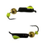 Мормишка Вольфрамова "Латишка" Гвоздик - Котяче око з кулькою золото - Ø2,4 мм - 0,5 г - Чорний - Латвія