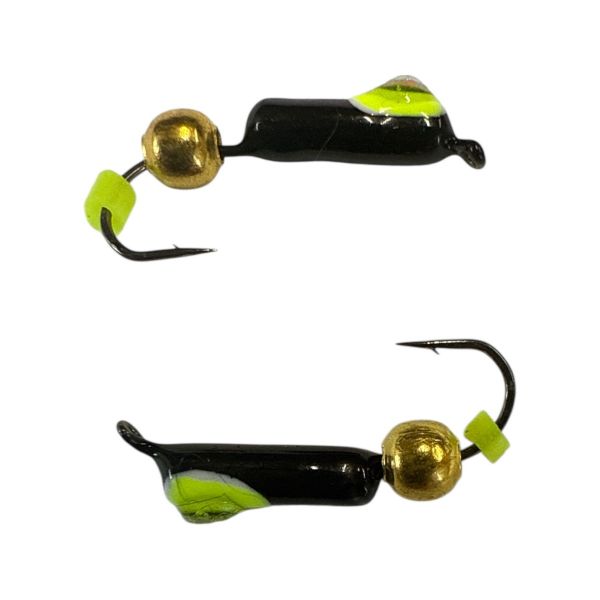 Мормишка Вольфрамова "Латишка" Гвоздик - Котяче око з кулькою золото - Ø2,4 мм - 0,5 г - Чорний - Латвія