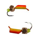 Мормишка Вольфрамова "Латишка" Гвоздик - Міні з кубиком мідь - Ø2 мм - 0,4 г - Червоно-жовтий - Латвія