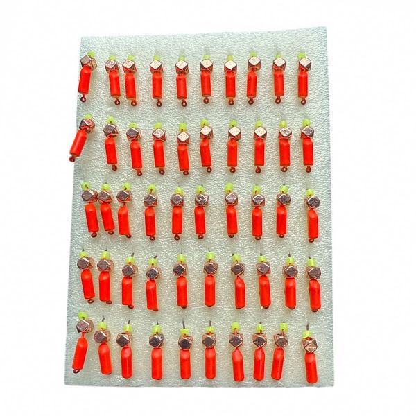 Мормишка Вольфрамова "Латишка" Гвоздик - Міні з кубиком мідь - Ø2 мм - 0,4 г - Червоно-жовтий - Латвія