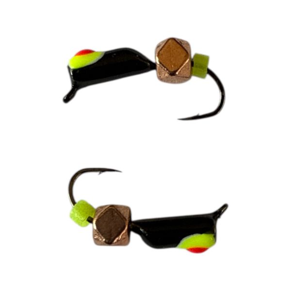 Мормишка Вольфрамова "Латишка" Гвоздик - Міні з кубиком мідь - Ø2,1 мм - 0,4 г - Чорний - Латвія