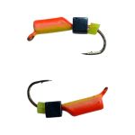 Мормишка Вольфрамова "Латишка" Гвоздик - Міні із кубиком синій - Ø2 мм - 0,3 г - Червоно-жовтий - Латвія