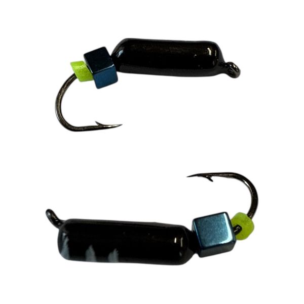 Мормишка Вольфрамова "Латишка" Гвоздик - З кубиком блакитний - Ø2,6 мм - 0,7 г - Чорно-білий - Латвія